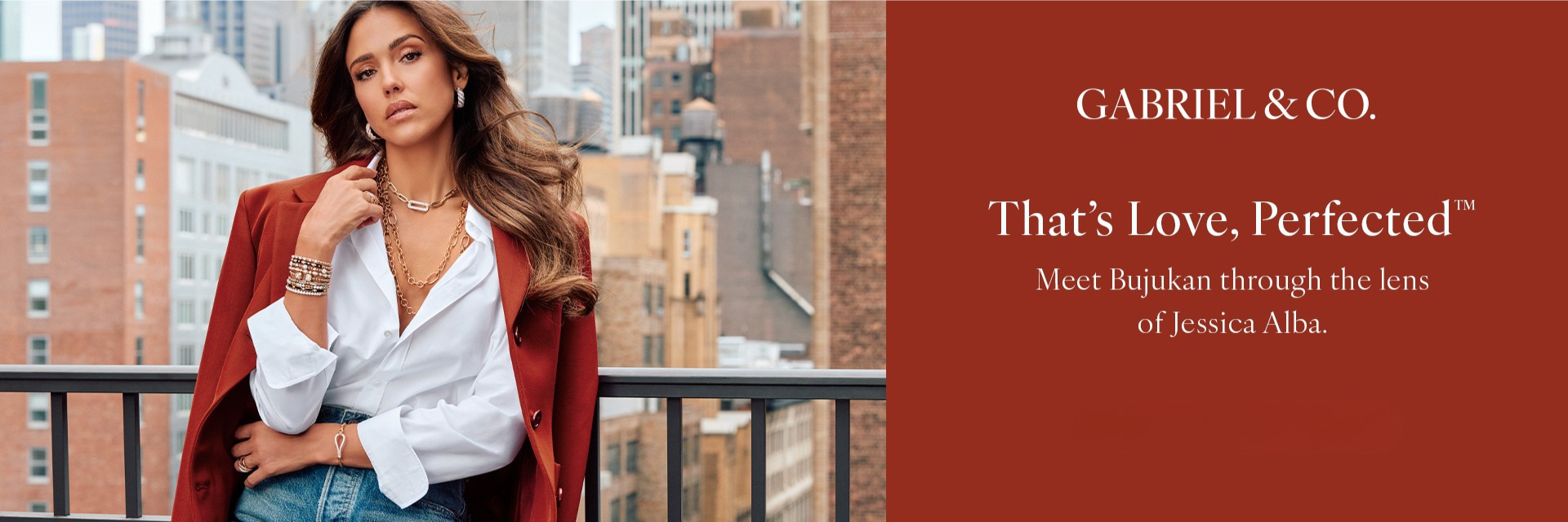 A.Jaffe banner featuring a woman and an engagement ring