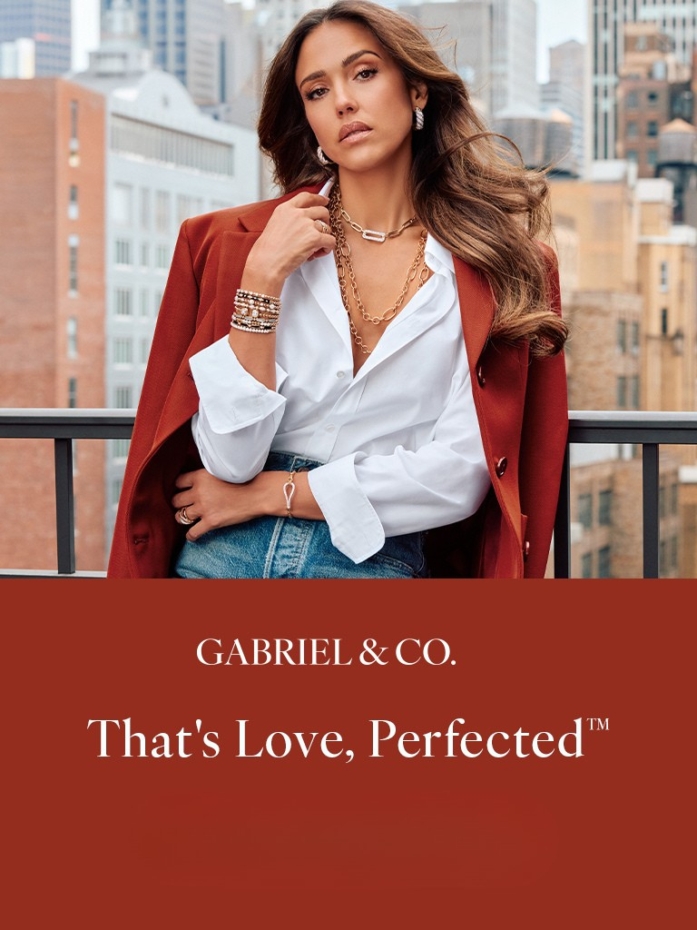 A.Jaffe banner featuring a woman and an engagement ring