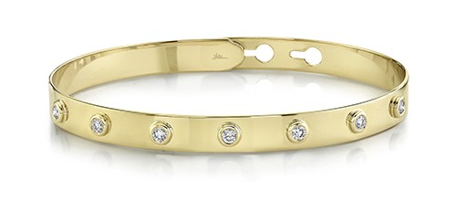 14k Yellow Gold and Diamond Bangle