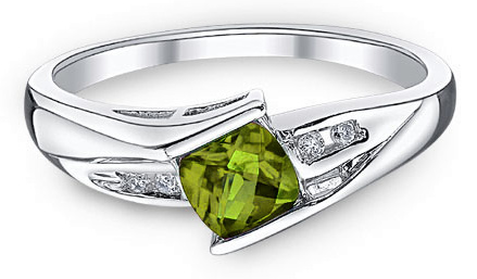 diamond and peridot sterling silver ring by Morgan