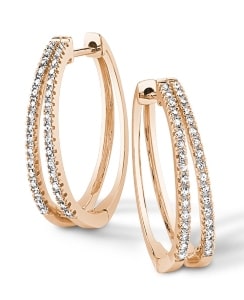 A double hoop earring with diamond accents from Morgan Jewelers