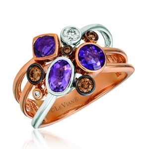 A mixed metal bezel-set gemstone ring from LeVian