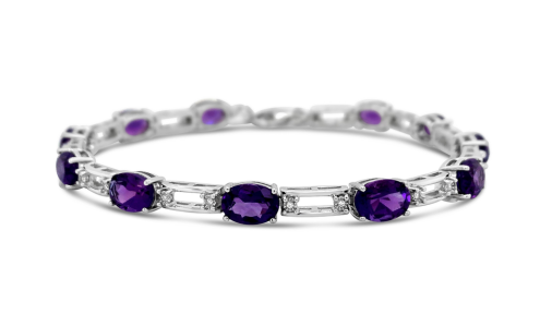 A simple yet elegant amethyst bangle from Morgan’s Collection, available at Morgan’s Jewelers.