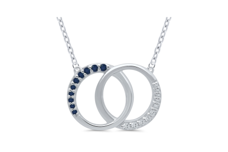 An elegant sapphire and diamond pendant necklace, available at Morgan Jewelers.