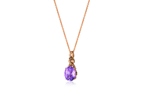 An amethyst pendant necklace from Le Vian, available at Morgan Jewelers.