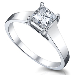 1 Carat Bella Princess-Cut Diamond Solitaire Ring in 14K White Gold