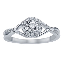 Bella Round Diamond Engagement Ring in 14K White Gold, 3/8ctw