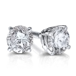 Bella Brilliant Round Diamond Solitaire Stud Earrings in 14K White Gold, 1/2ctw