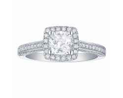 FLASHPOINT CREATED DIAMOND HALO ENGAGEMENT RING, 14KWG, 1 1/2CTW