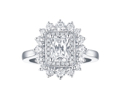 FLASHPOINT CREATED DIAMOND HALO ENGAGEMENT RING, 14KWG, 2CTW