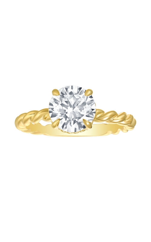 Flashpoint Created Diamond Engagement Ring Round Solitaire Twist Band 2 CTW in 14K Yellow Gold