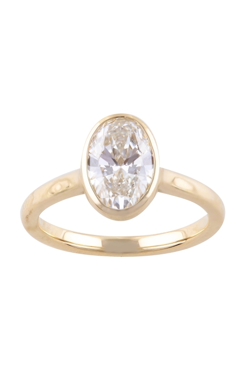 Flashpoint Created Diamond Oval Bezel Engagement Ring 2 CTW in 14K Yellow Gold