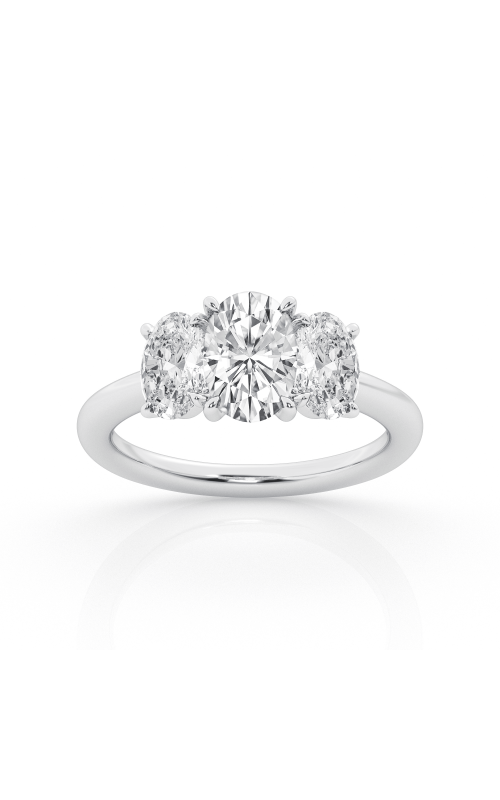 Flashpoint Created Diamond 3 Stone Oval Engagement Ring 3 CTW in 14K White Gold