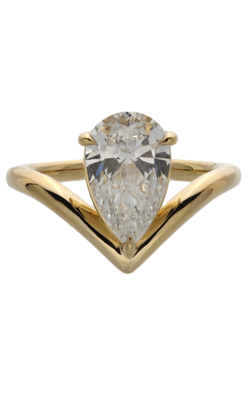 Flashpoint Created Diamond V-Prong Pear Engagement Ring 2 CTW in 18K Yellow Gold