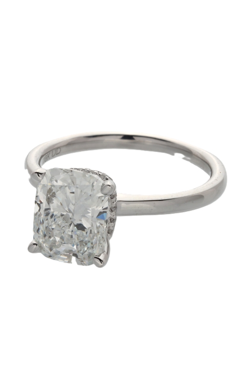 Flashpoint Created Solitaire Hidden Halo Diamond Engagement Ring 2 1/2 CTW in 18K White Gold