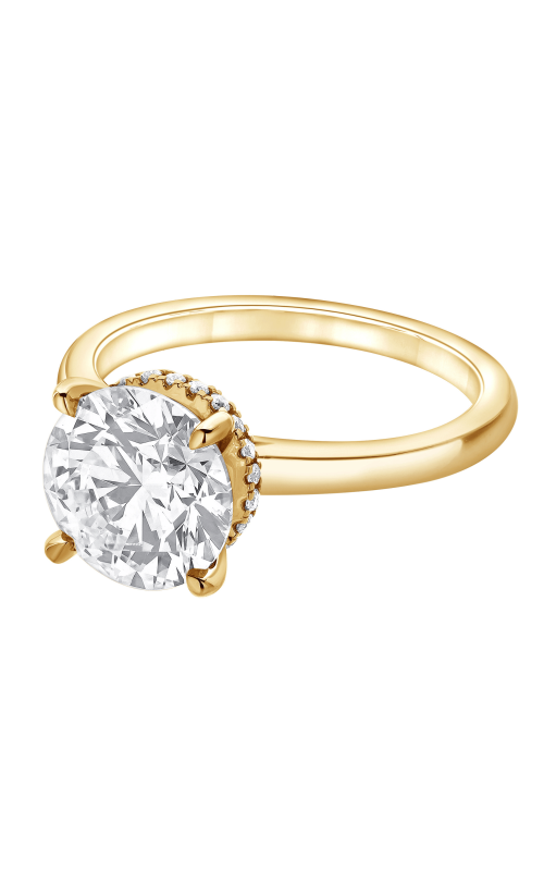 Flashpoint Created Diamond Solitaire Hidden Halo Engagement Ring 3 CTW in 18K Yellow Gold