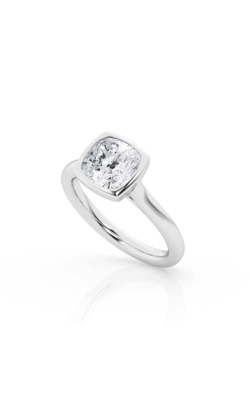 Flashpoint Created Diamond Cushion Bezel Engagement Ring 2 1/8 CTW in 14K White Gold