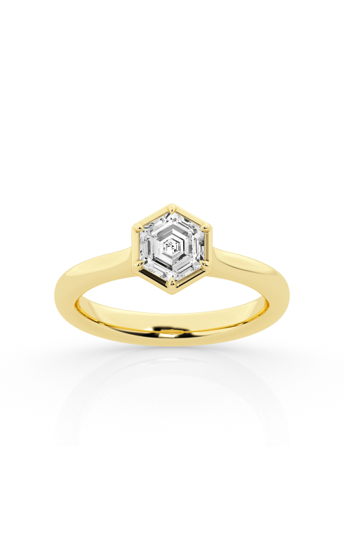 Flashpoint Created Diamond Hexagon Solitaire Engagement Ring 1 CTW in 14K Yellow Gold