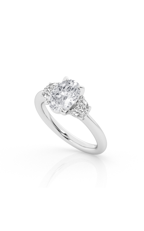 Flashpoint Created Diamond Three Stone Oval Engagement Ring 5 1/10 CTW in 14K White Gold