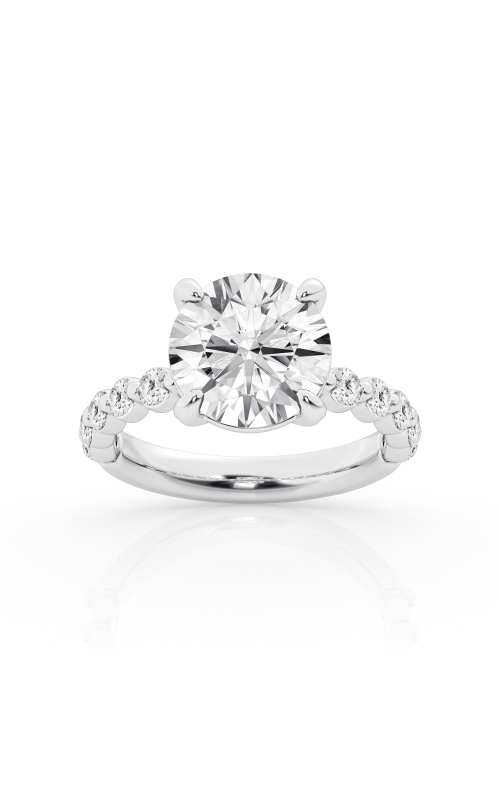 Flashpoint Created Diamond Classic Sidestone Engagement Ring 4 1/2 CTW in 14K White Gold