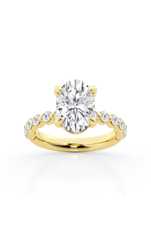 Flashpoint Created Diamond Oval Sidestone Engagement Ring 4 1/2 CTW in 14K Yellow Gold