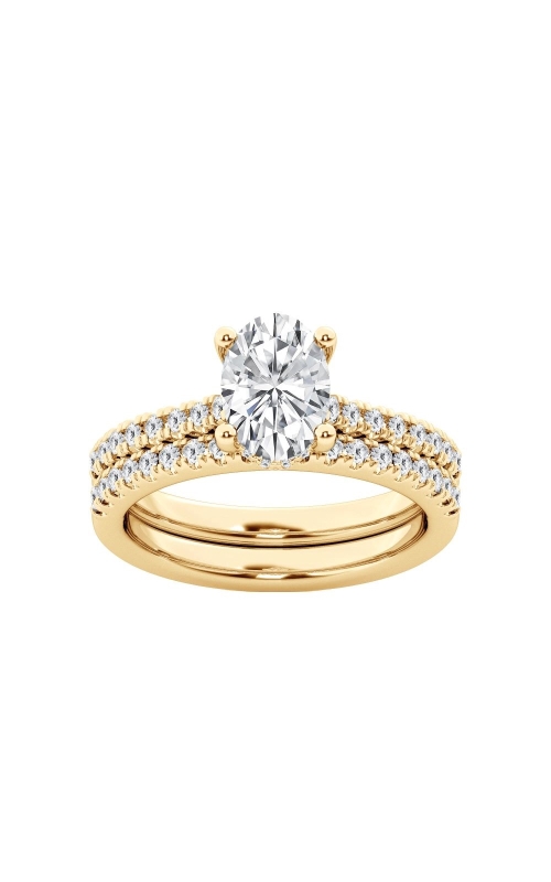 Flashpoint Created Diamond Oval Hidden Halo Engagement Ring Set 4 1/2 CTW in 14K Yellow Gold