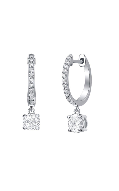 Flashpoint Created Diamond Huggie Hoop Dangle Earrings 3/4 CTW in 14K White Gold