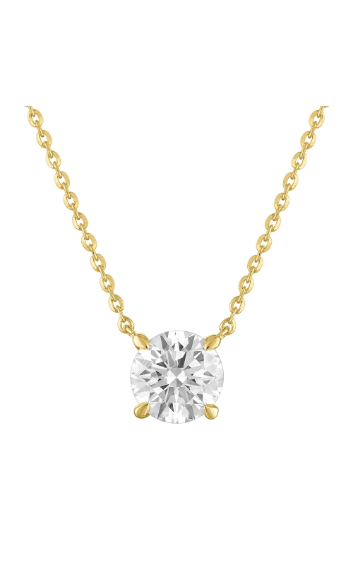 Flashpoint Created Round Diamond Solitaire Pendant Necklace 1/2 CTW in 10K Yellow Gold