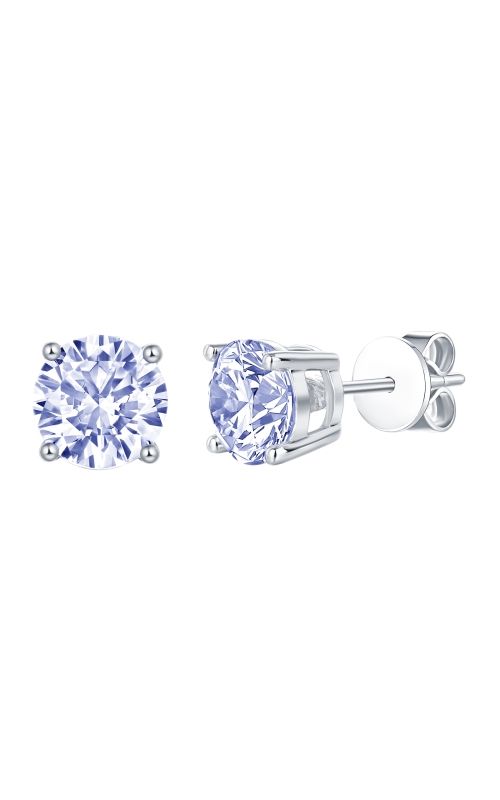 Flashpoint Created Women's Blue Diamond Earrings 1 CTW in 14K White Gold