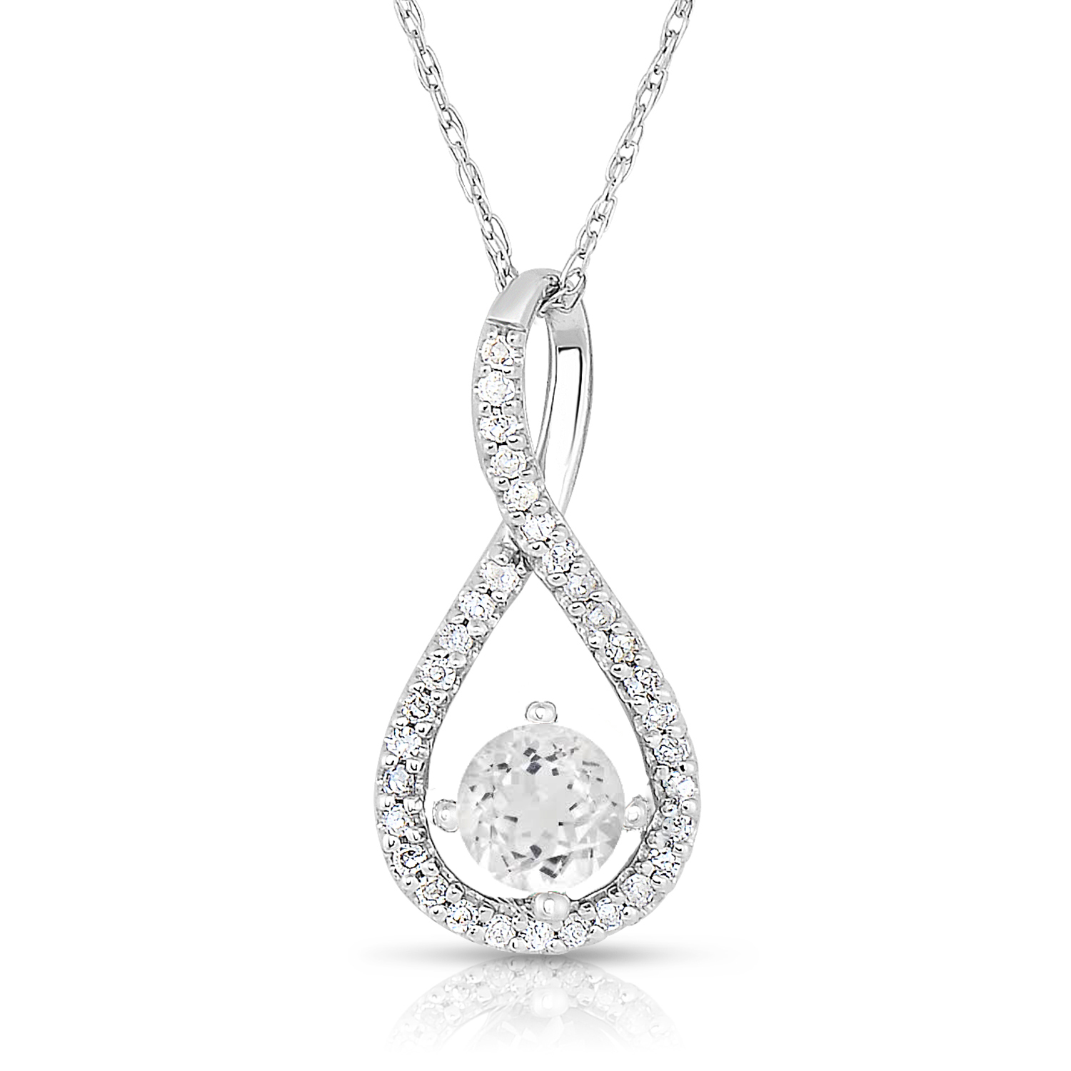 Round White Topaz Pendant Sterling Silver, 1/10 ctw