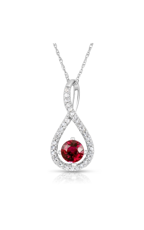 Women's Ruby and Diamond Infinity Pendant Necklace 1/10 CTW in Sterling Silver