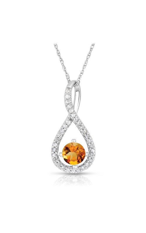 Women's Diamond Round Citrine Pendant Necklace 1/10 CTW  in Sterling Silver