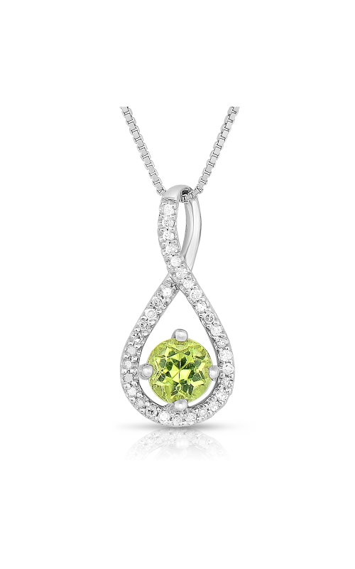 Women's Diamond Round Peridot Pendant 1/10 CTW in Sterling Silver