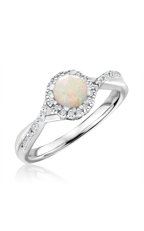 Women's Diamond Round Opal Ring 1/10 CTW in Srerling  Silver