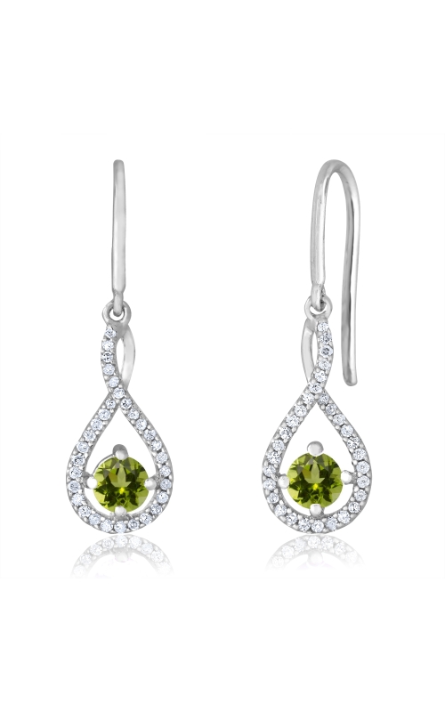 Women's Diamond Round Peridot Earrings 1/20 CTW in Sterling Silver