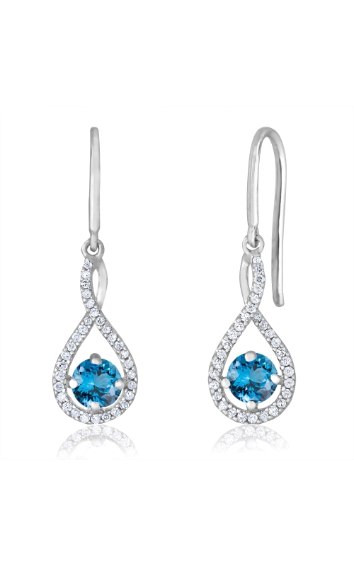 Blue Topaz & Diamond Dangle Earrings in Sterling Silver, 1/20ctw