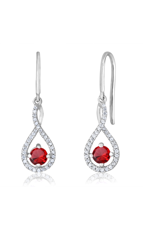 Women's Diamond Garnet Earrings Round 1/20 CTW in Sterling Silver