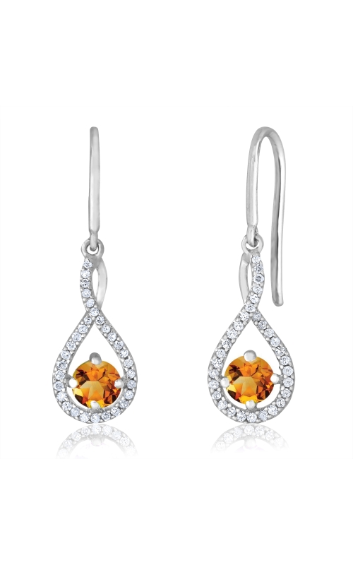 Women's Diamond Round Citrine Infinity Earrings 1/20 CTW in Sterling Silver