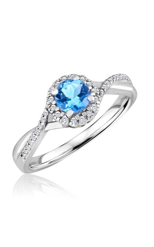 Blue Topaz & Diamond Ring in Sterling Silver, 1/10ctw