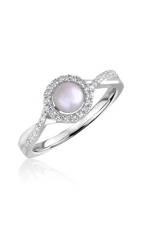 1/10 CTW Diamond White Pearl Ring in Sterling Silver