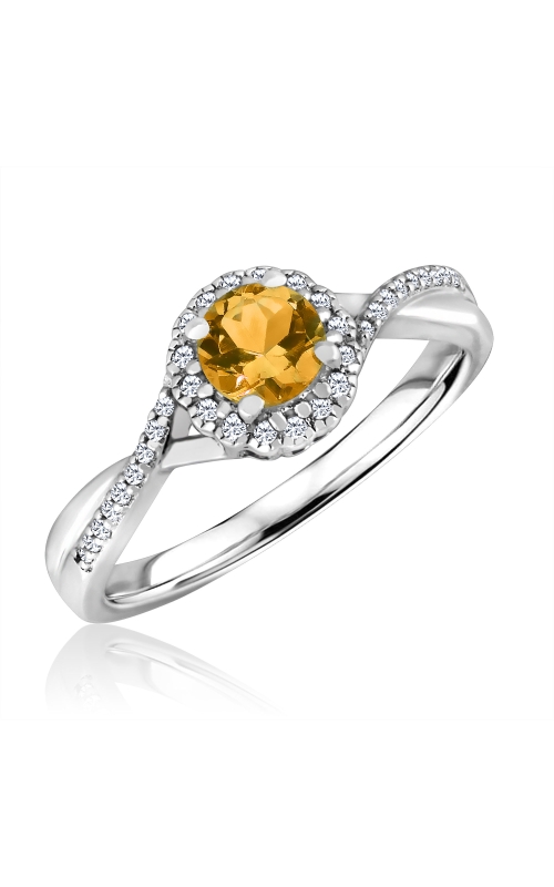 Women's Diamond Round Citrine Ring 1/10 CTW in Sterling Silver