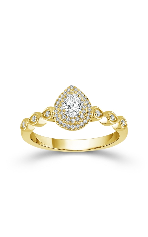 Beauty Bride Women's Diamond Bridal Set 1/6 ct Pear Shaped Double Halo 1/3 CTW in 10K Yellow Gold