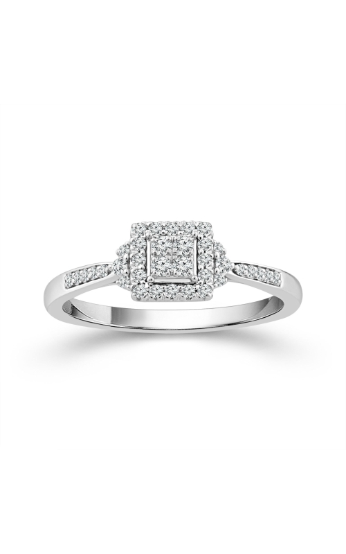 Women's Promise Ring 1/5 CTW Round Stones Halo in 10K White Gold