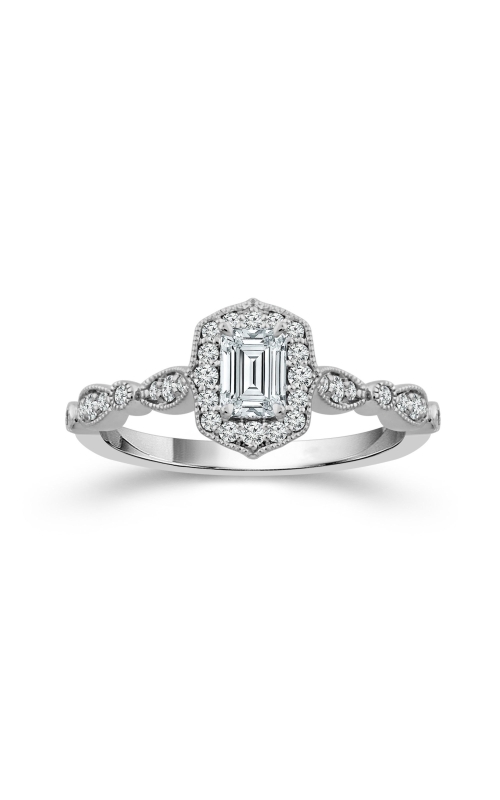 Women's Diamond Engagement Ring 1/2 CTW 1/3 Emerald Cut in 10K White Gold