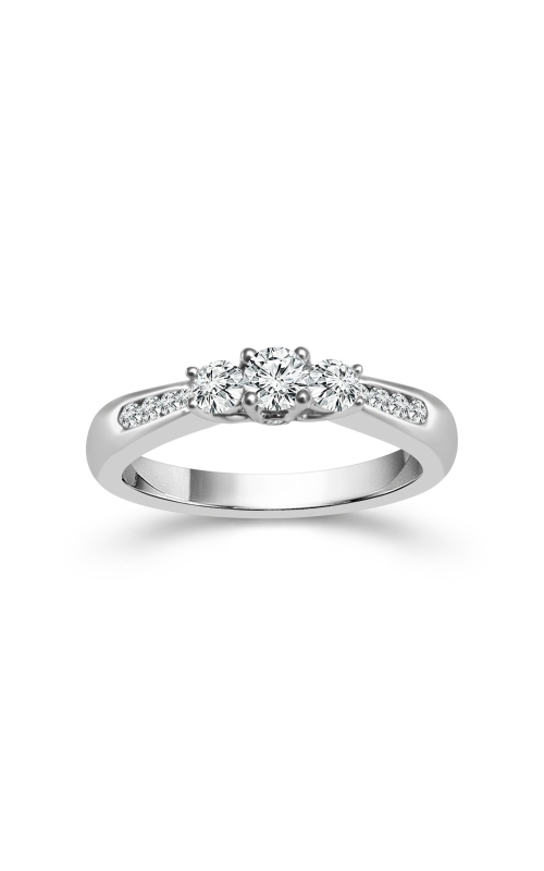 Two Hearts Three Stone Diamond Engagement Ring in White Gold, 1/2ctw