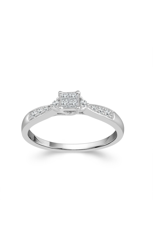 Two Hearts Princess-Cut Quad Diamond Promise Ring in White Gold, 1/6ctw