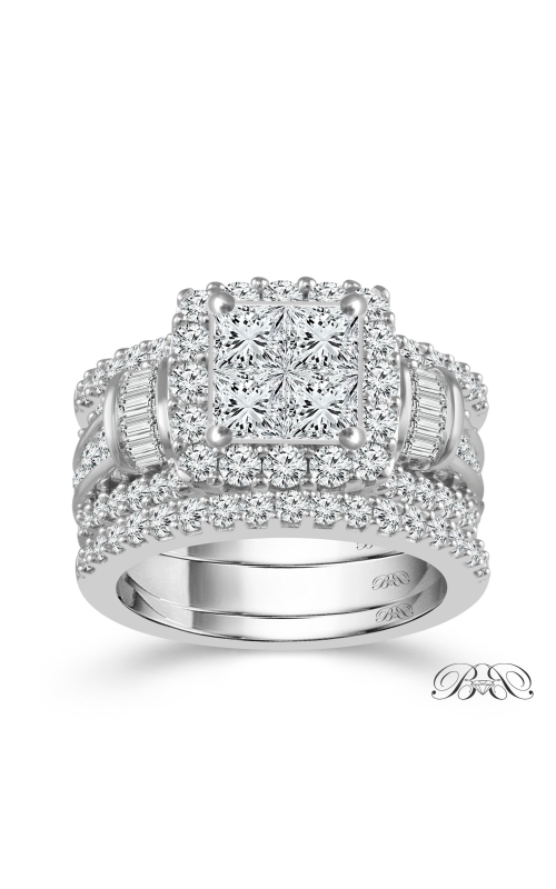 Beautiful Bride Quad Princess-Cut Halo Diamond Bridal Set in 14K White Gold, 3ctw