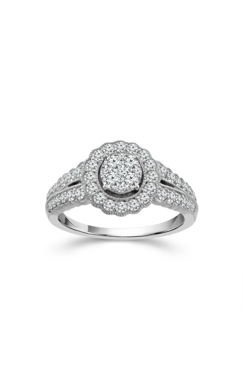 Women's Diamond Engagement Ring 3/4 CTW Cluster in 10K White Gold