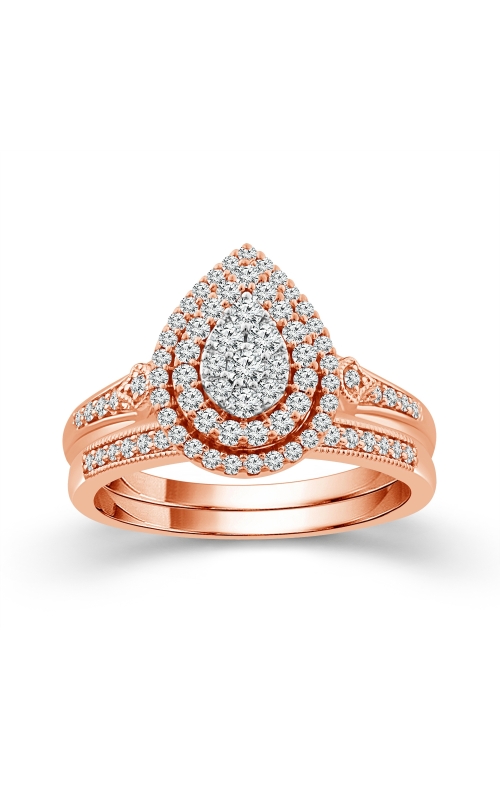 Women's Diamond Engagement Set 1/2 CTW Pear Shape Cluster in 10K Rose Gold