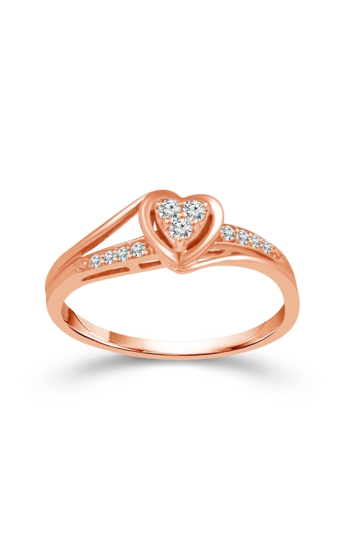 Women's Promise Ring 1/10 CTW Heart Cluster in 10K Rose Gold